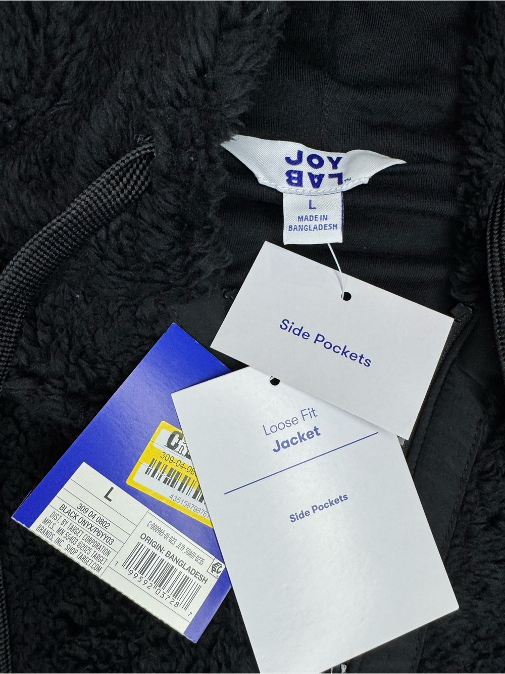 JoyLab Women’s High Pile Fleece Bomber Jacket - Black Size Large NWT - Picture 5 of 9